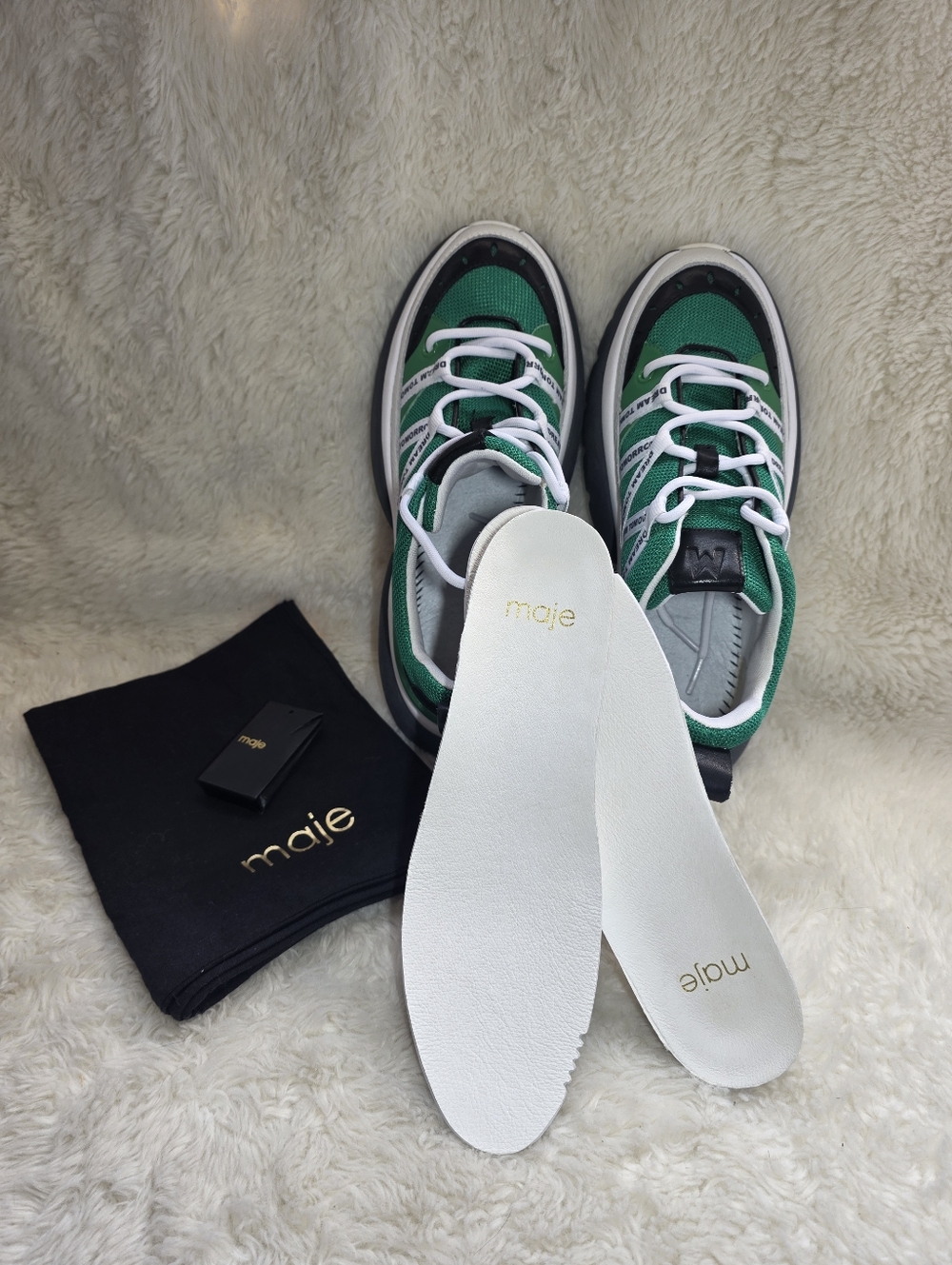 Maje "Dream Tomorrow" Green Chunky Sneakers - Size 9 Womens NWT - Picture 9 of 10